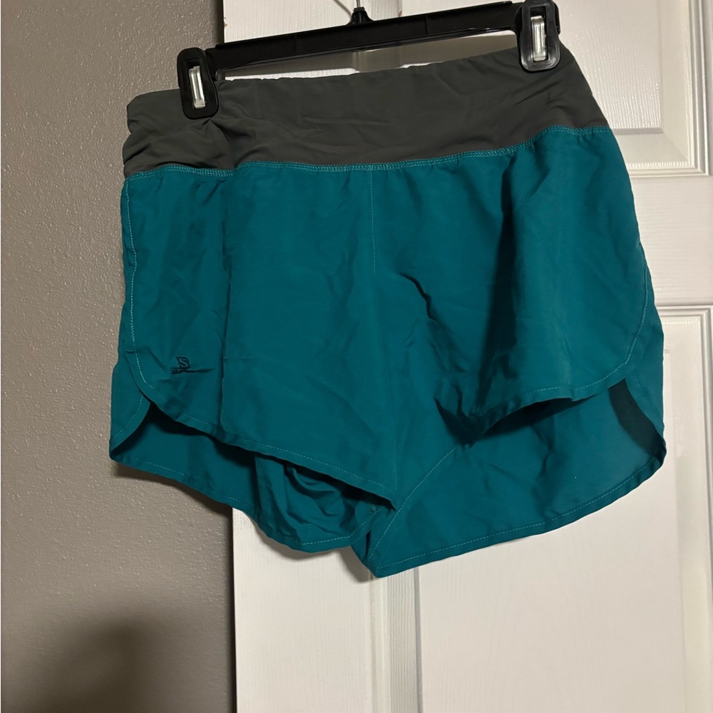 Salomon Teal and Gray Athletic Shorts